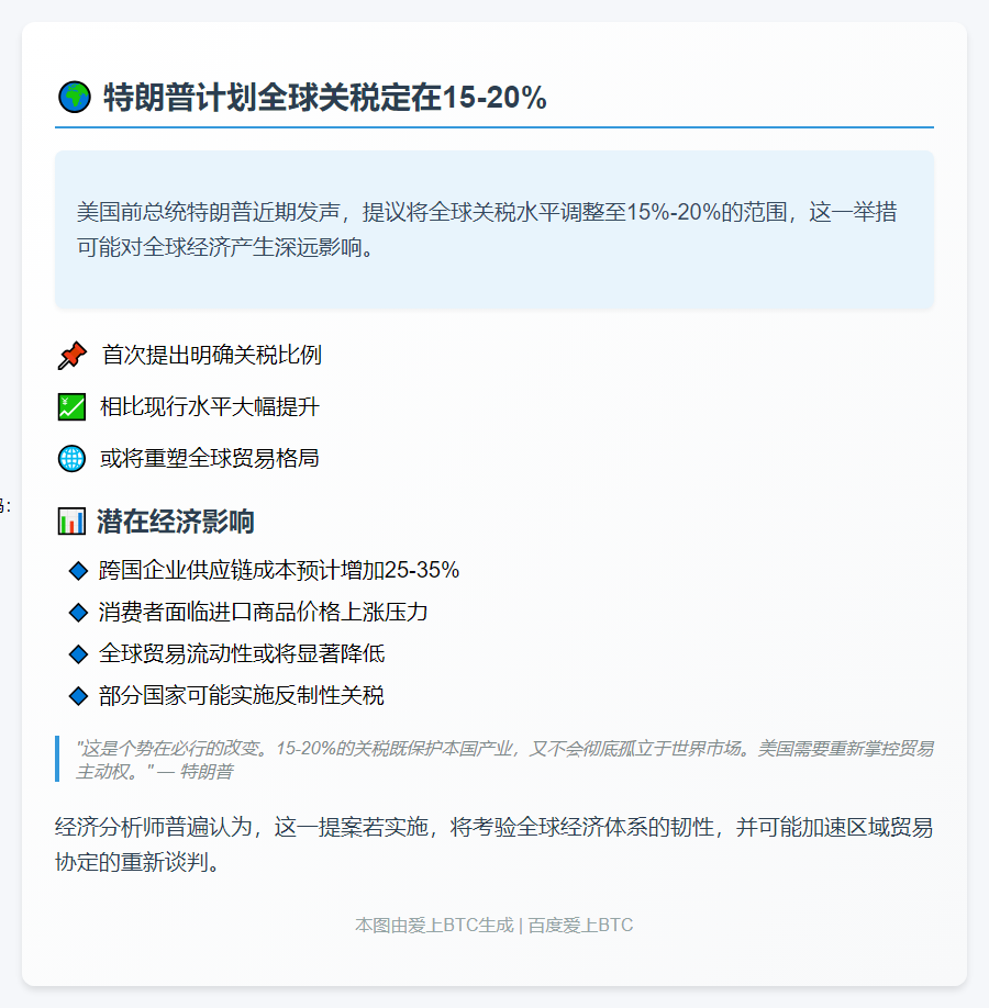 特朗普计划全球关税定在15-20%