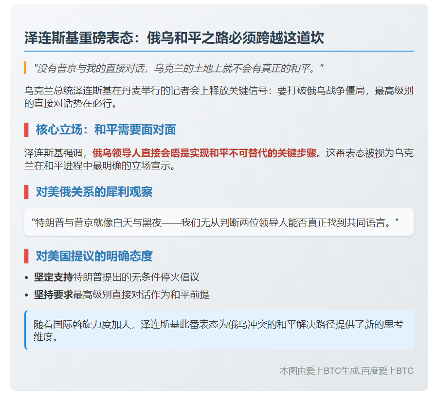 泽连斯基：和谈需俄乌首脑会晤