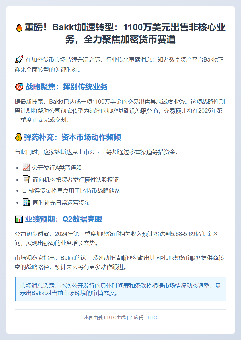 Bakkt出售业务转型加密，筹资买比特币