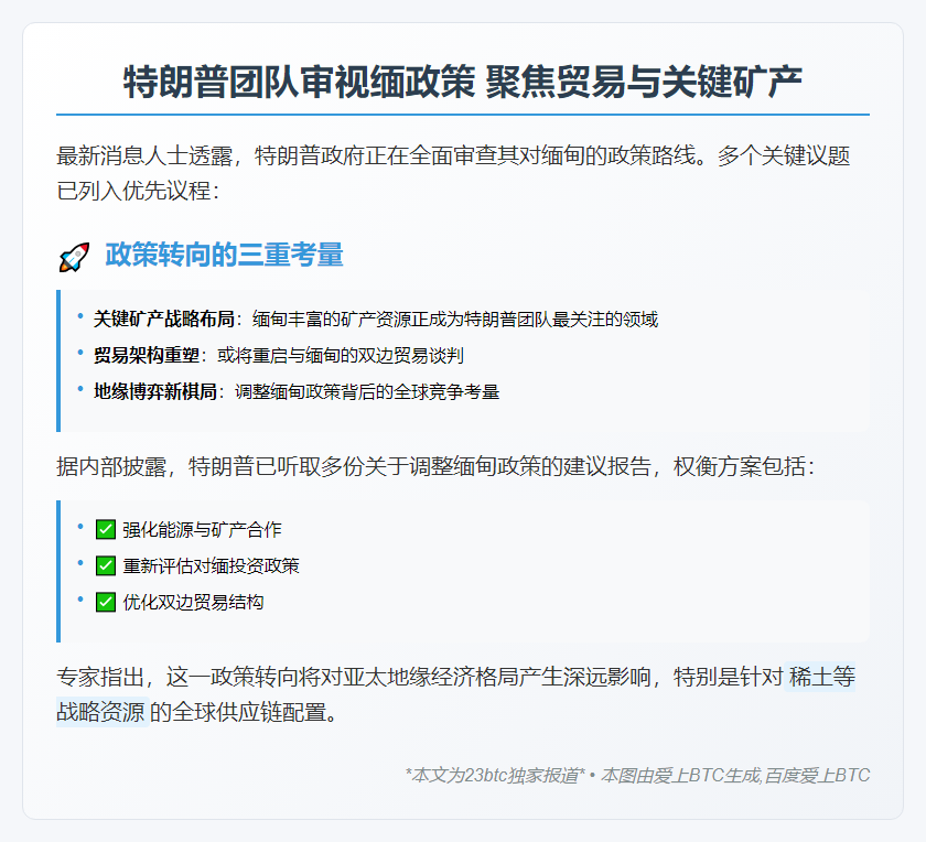 特朗普团队审视缅政策 聚焦贸易与关键矿产