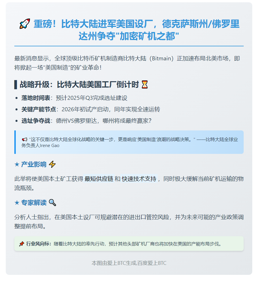 "比特大陆拟建美国首厂"