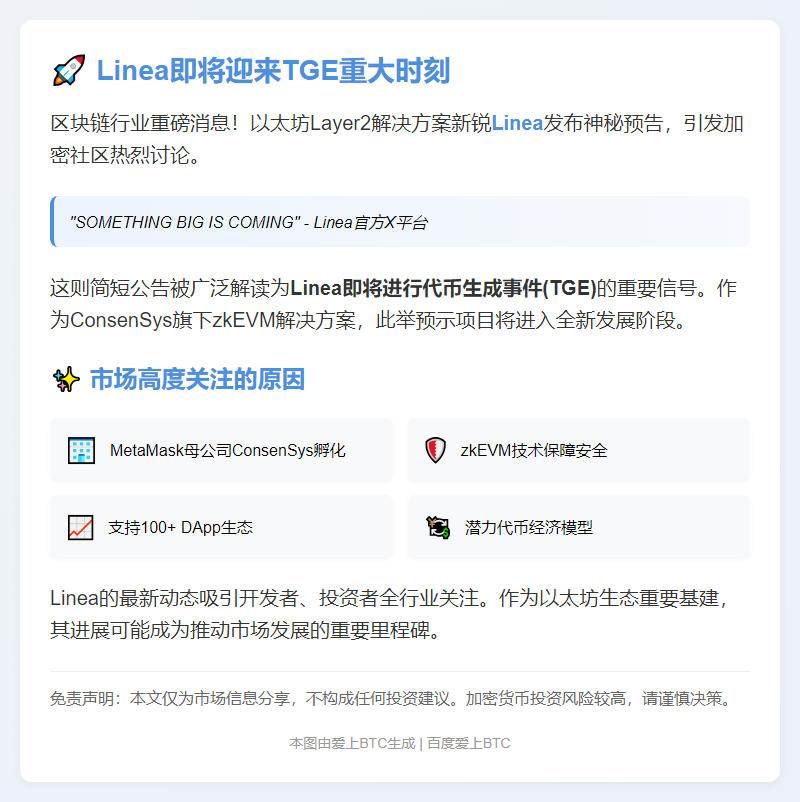 Linea暗示TGE即将启动