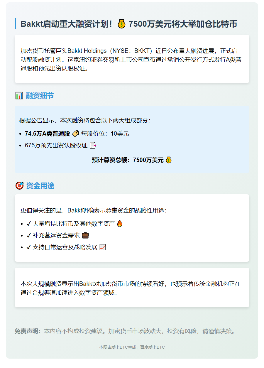 Bakkt融资7500万美元收购BTC