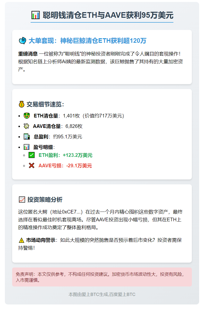聪明钱清仓ETH与AAVE获利95万美元