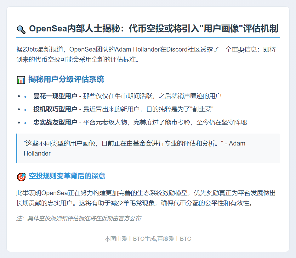 OpenSea空投将按用户画像评估