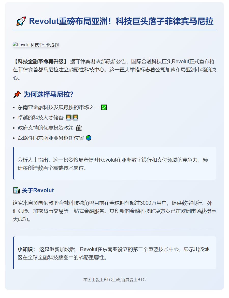 "Revolut在马尼拉建科技中心"