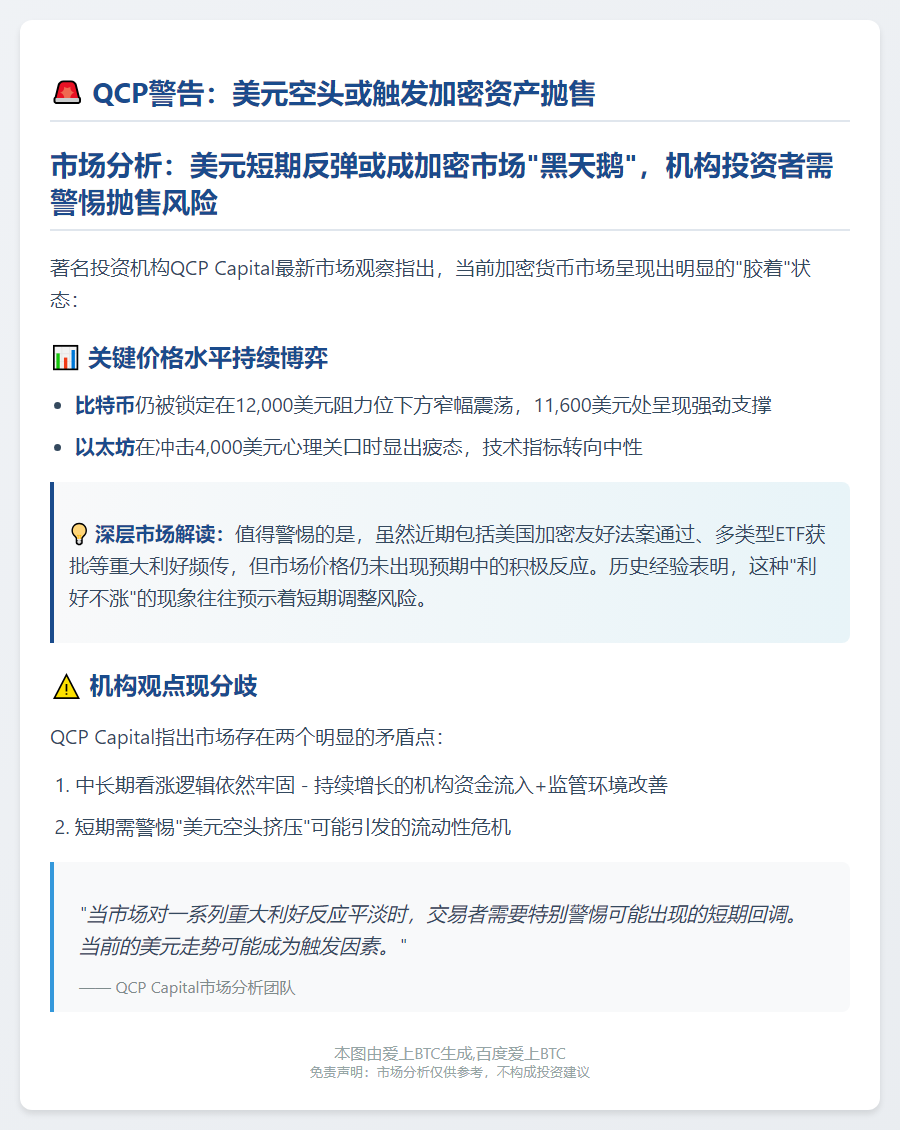 **QCP警告：美元空头或触发加密资产抛售**
