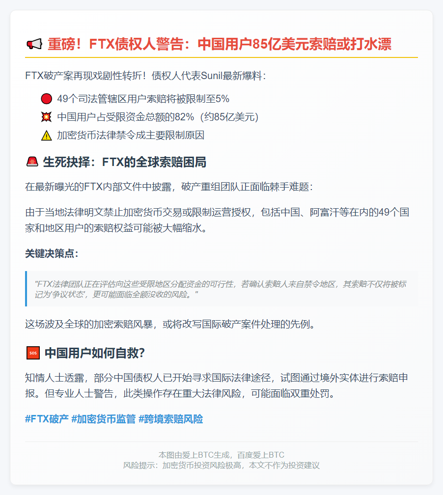 "中国等多国恐失FTX索赔权"