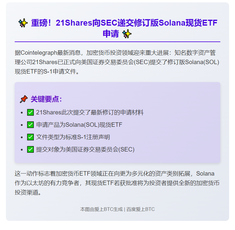 21Shares提交Solana现货ETF修订申请