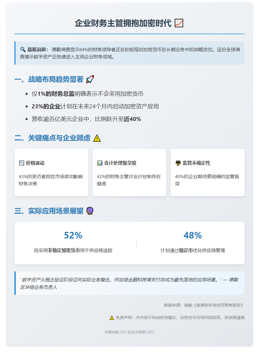 德勤调查：八成CFO看好加密货币长期应用