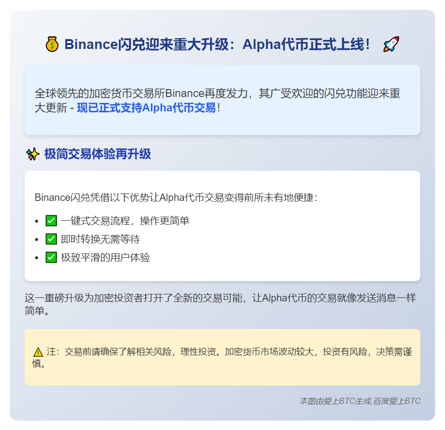 Binance闪兑新增Alpha代币