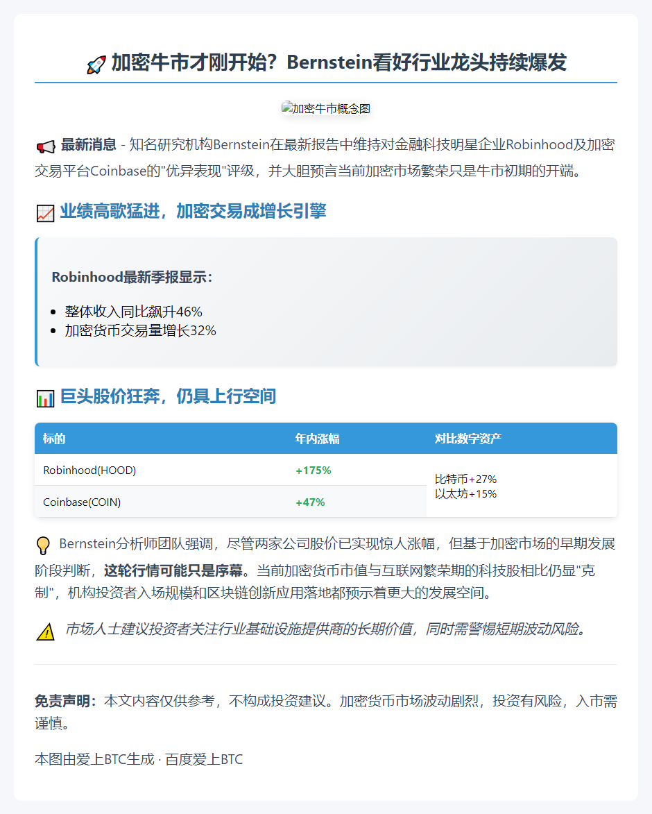 "Bernstein：加密牛市刚起步"