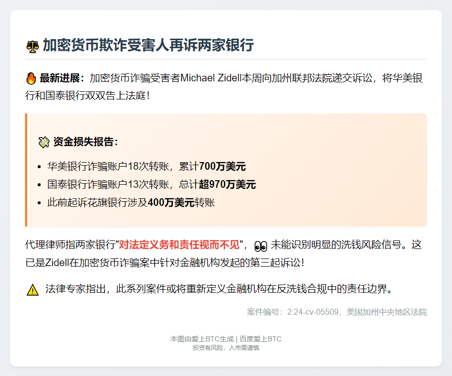 加密货币欺诈受害人再诉两家银行