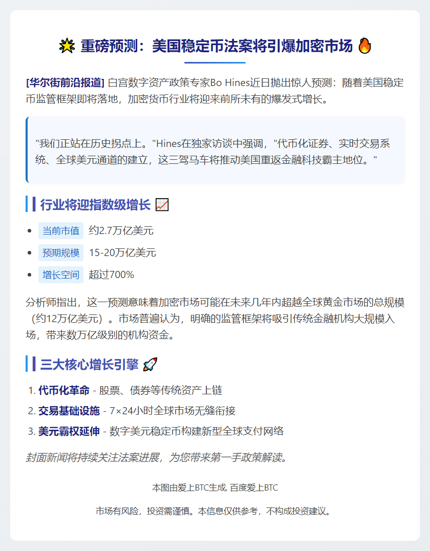 美稳定币立法或促加密业规模飙至20万亿