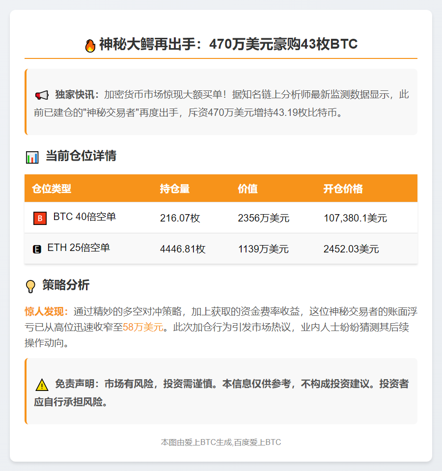 "内幕交易者狂购43枚BTC，价值470万美元"