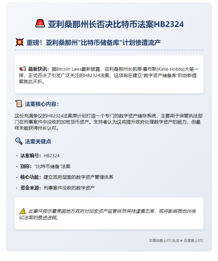 亚利桑那州长否决比特币法案HB2324