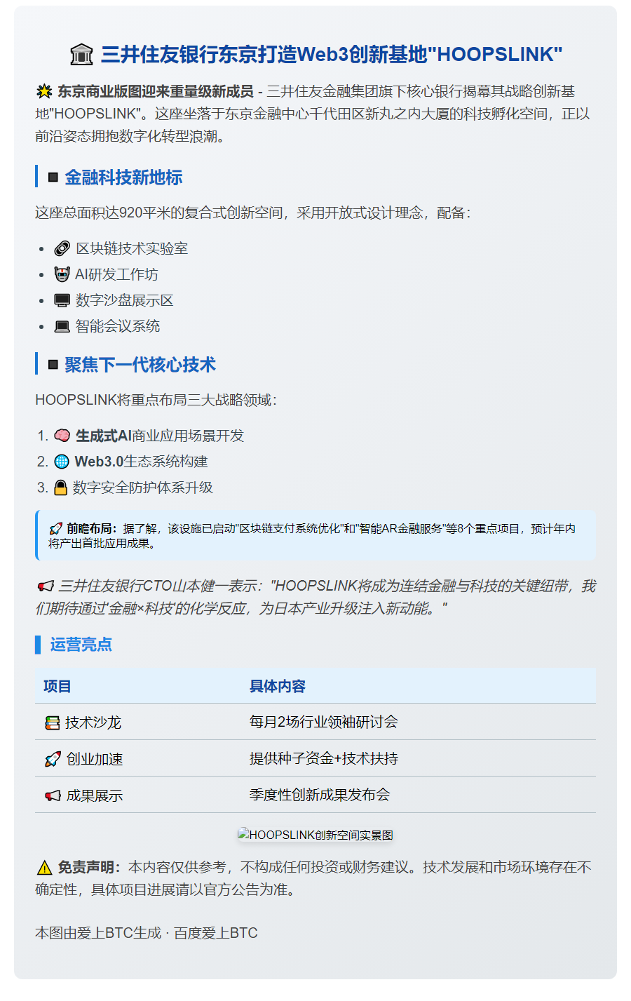 三井住友银行东京设HOOPSLINK，发力Web3与AI