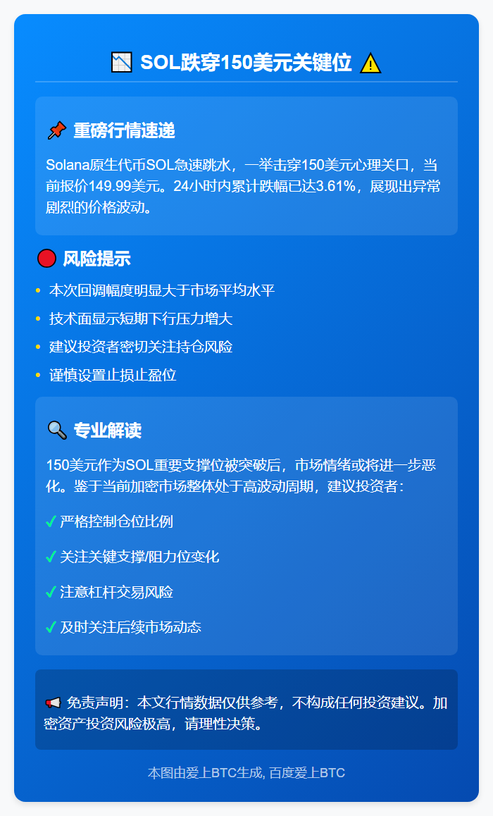 SOL跌穿150美元