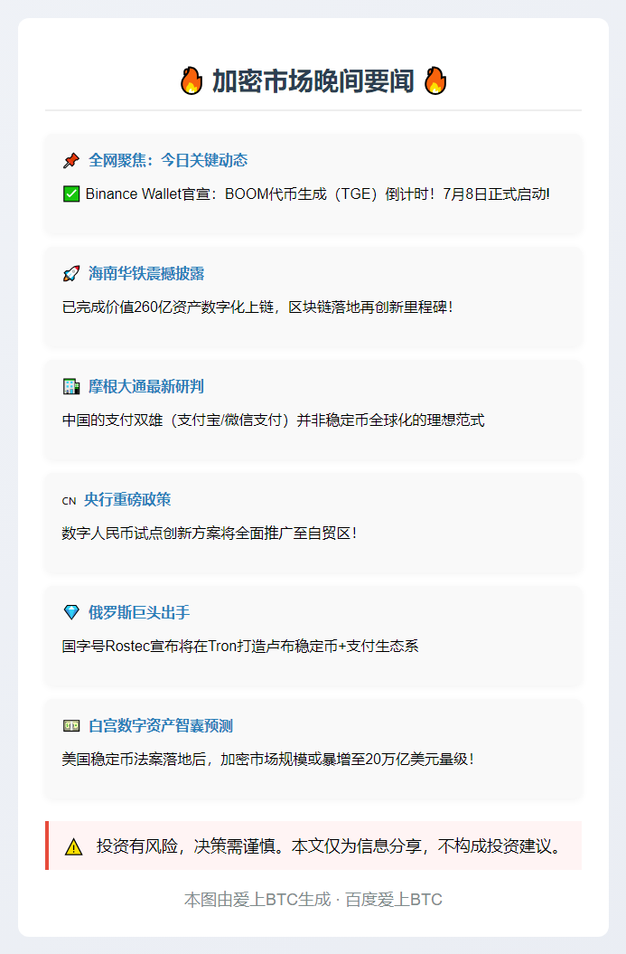 7月4日加密市场晚间要闻