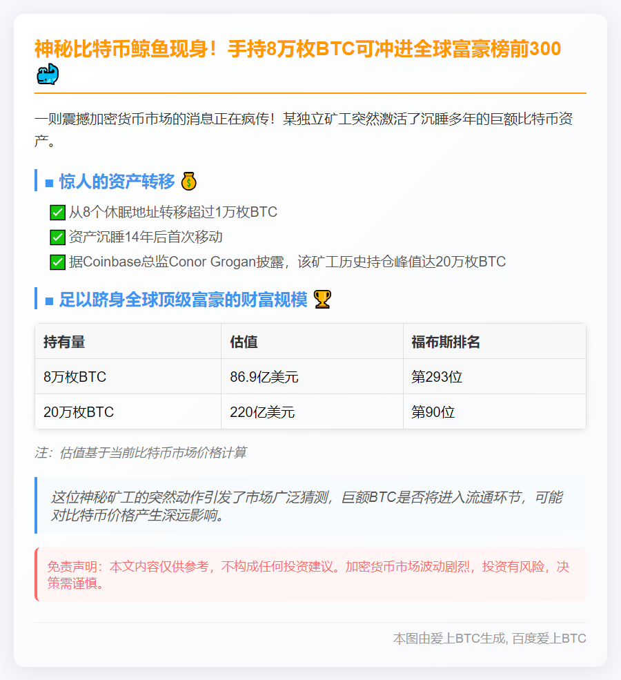 "8万枚BTC转移者跻身全球富豪293位"