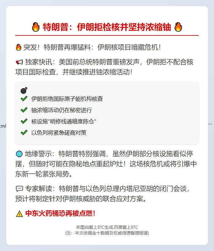 特朗普：伊朗拒检核并坚持浓缩铀