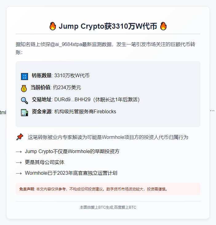 Jump Crypto获3310万W代币