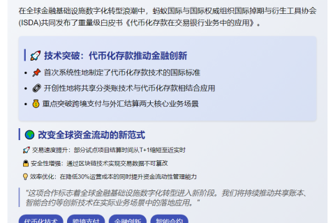 “蚂蚁国际与ISDA发布代币化存款白皮书”