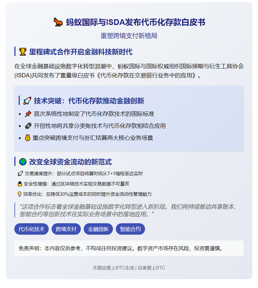 "蚂蚁国际与ISDA发布代币化存款白皮书"