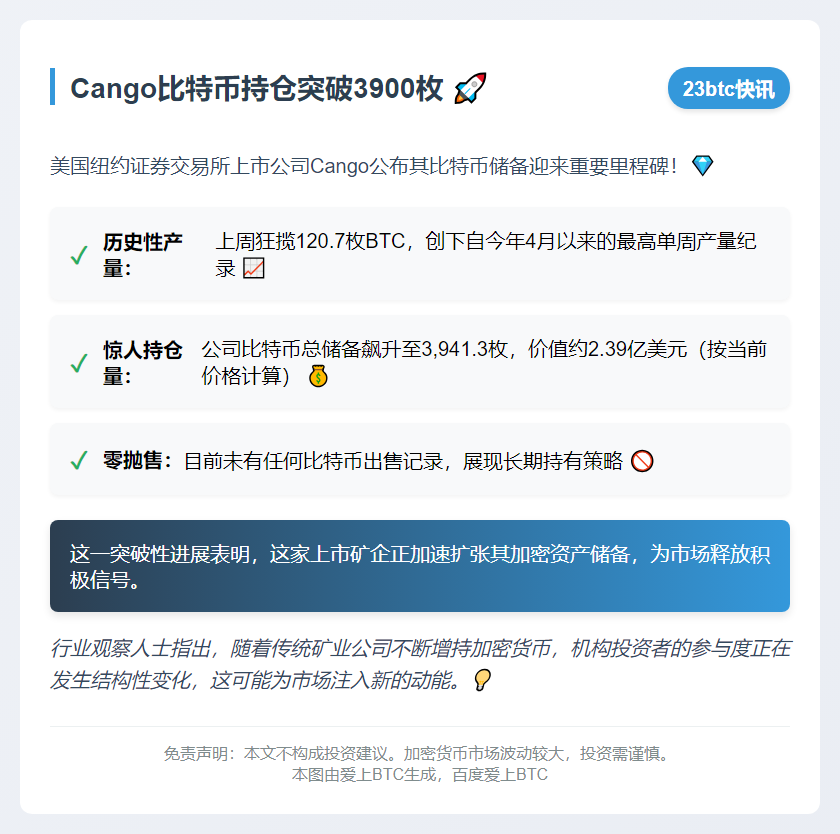 Cango持有3941枚比特币零出售