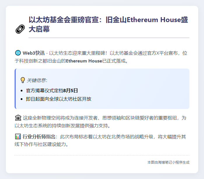 以太坊基金会旧金山设Ethereum House