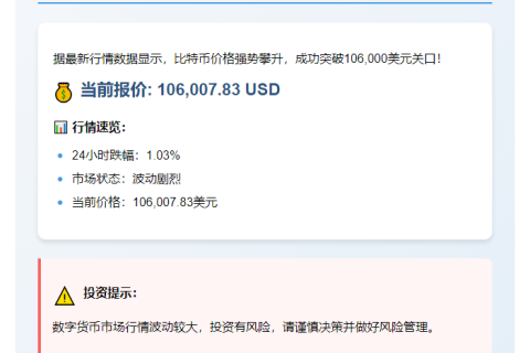 "BTC飙破10.6万美元"