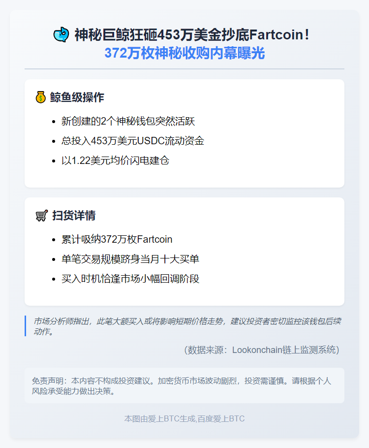 "巨鲸453万美金豪购372万Fartcoin！"