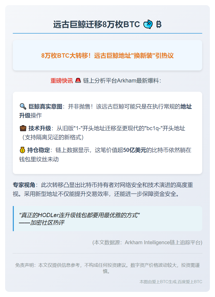 远古巨鲸迁移8万枚BTC