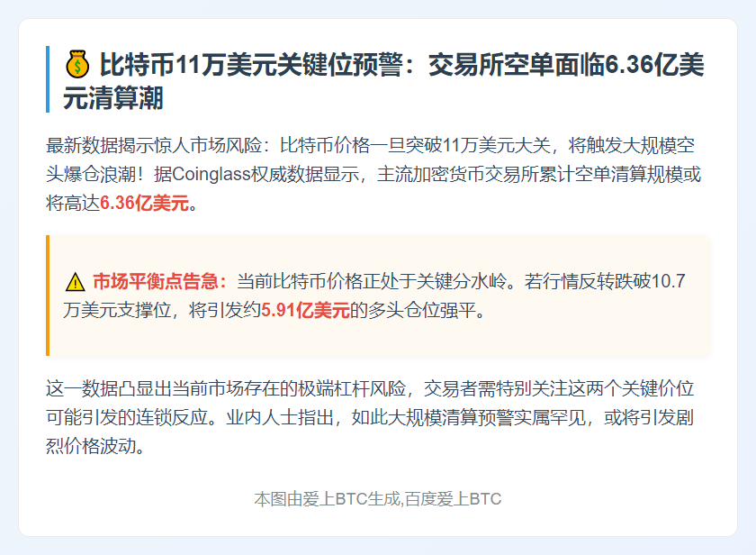 比特币若破11万刀，CEX空单清算或超6亿