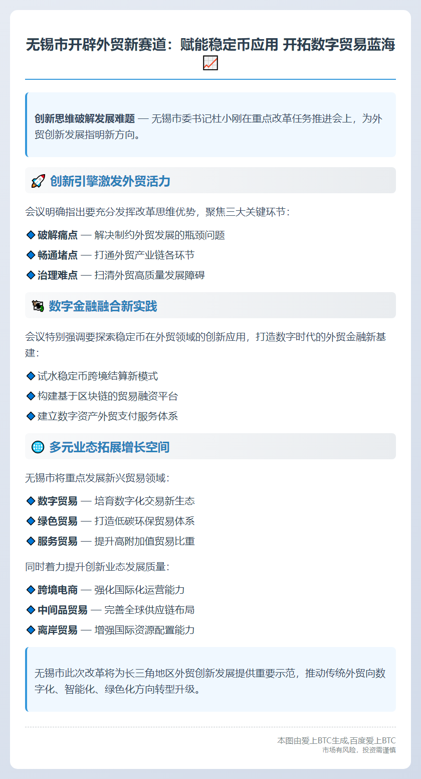 无锡推进改革：稳定币赋能外贸，拓展数字贸易