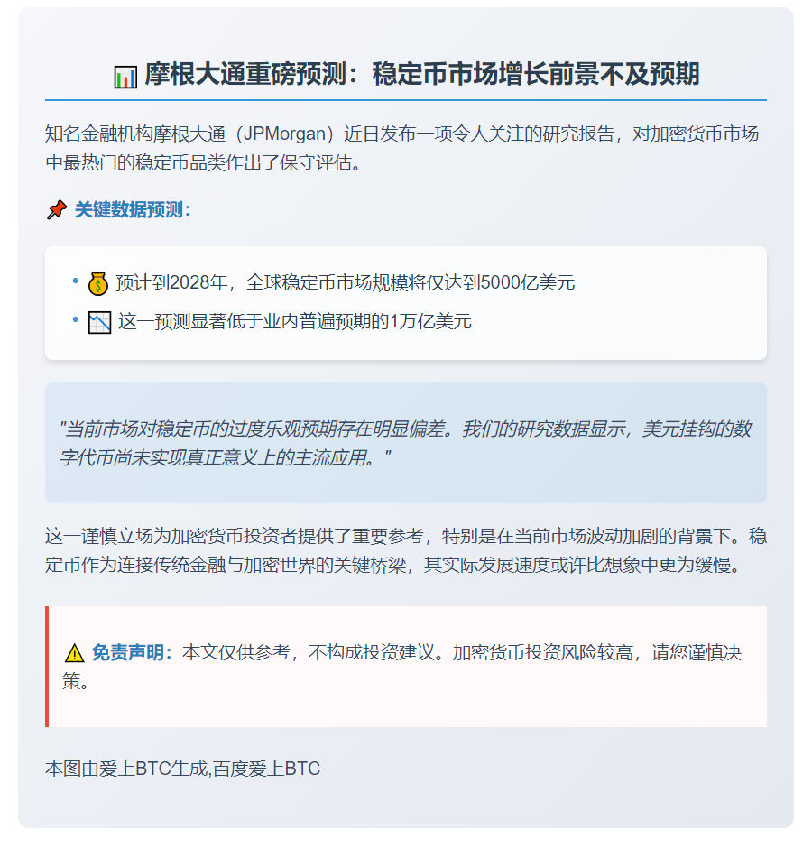 小摩预测：2028年稳定币市场规模5000亿美元