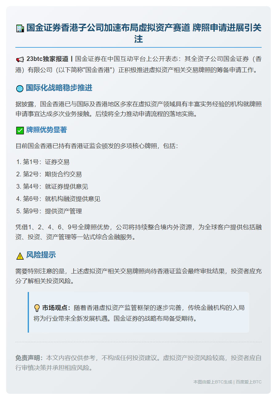 国金香港拟申虚拟资产交易牌照