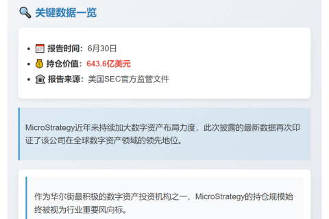 SEC文件：Strategy数字资产达643.6亿美元
