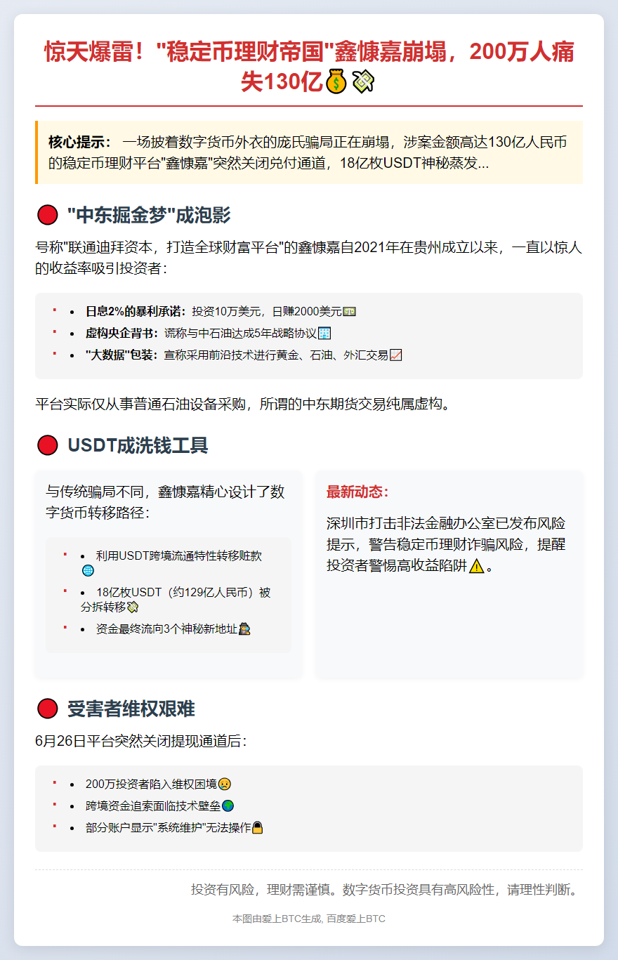 "鑫慷嘉"爆雷：200万人被骗130亿