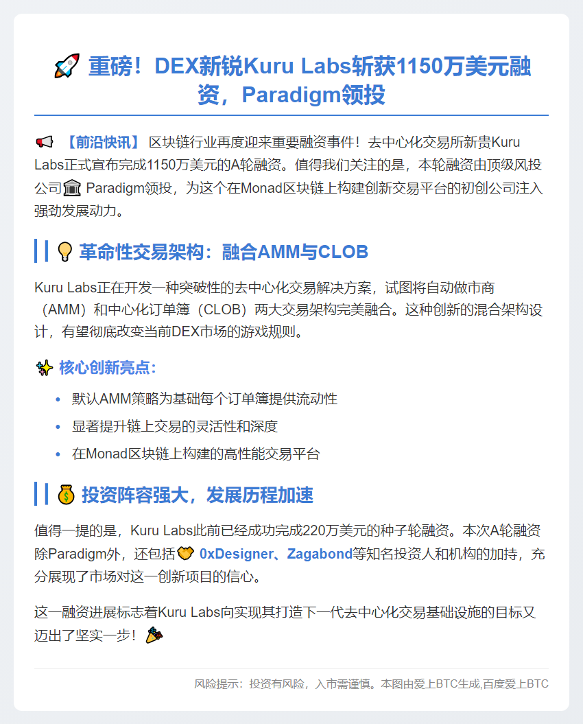 Kuru Labs获1150万融资，Paradigm领投