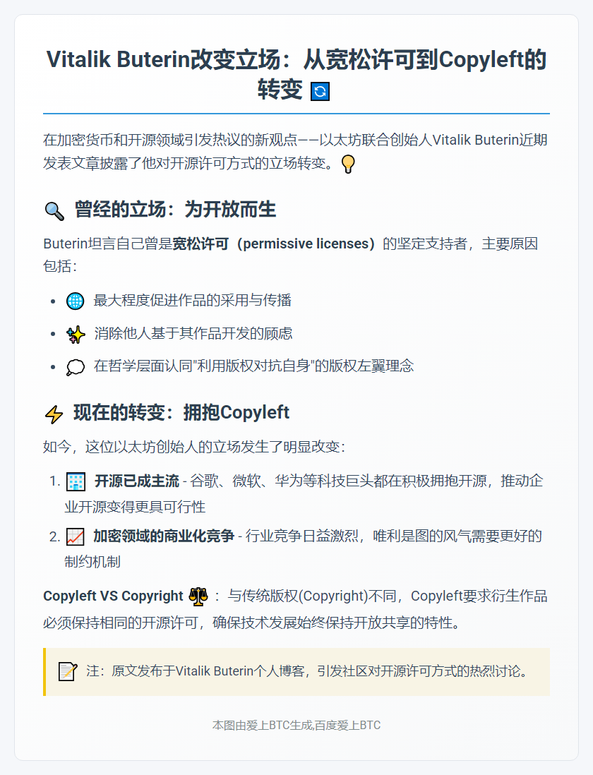 Vitalik Buterin 从宽松许可转向聚焦Copyleft