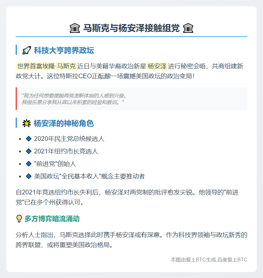 马斯克与杨安泽接触组党