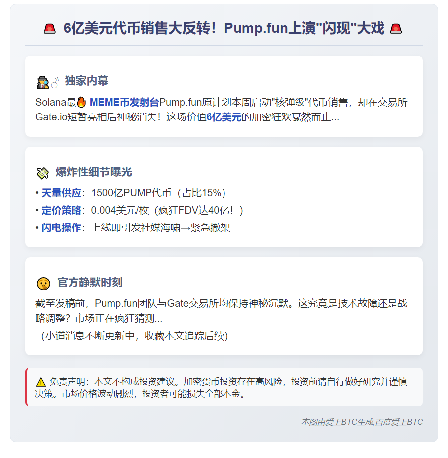 Pump.fun拟在Solana募6亿代币，Gate短暂上线后下架