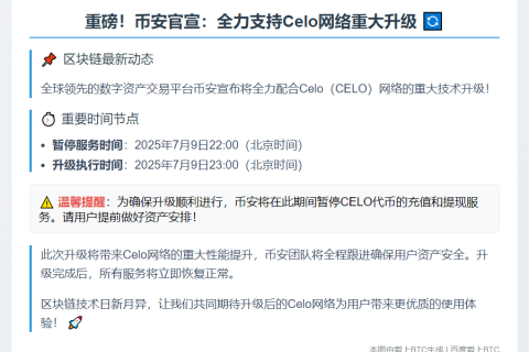 币安支持CELO网络升级硬分叉