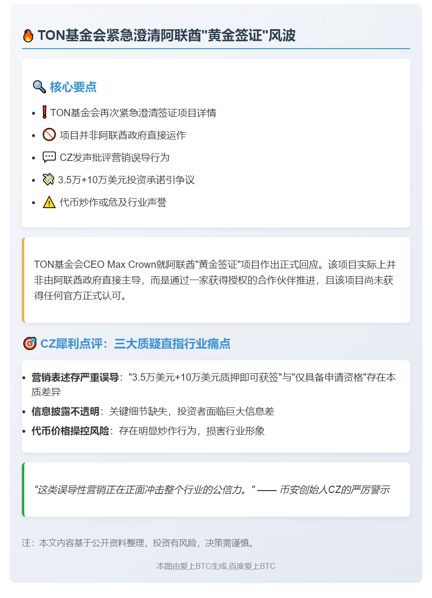 CZ：TON需澄清阿联酋