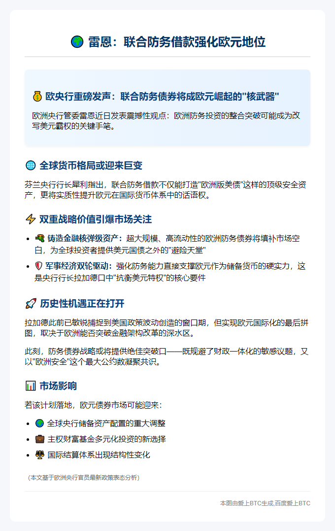 雷恩：联合防务借款强化欧元地位