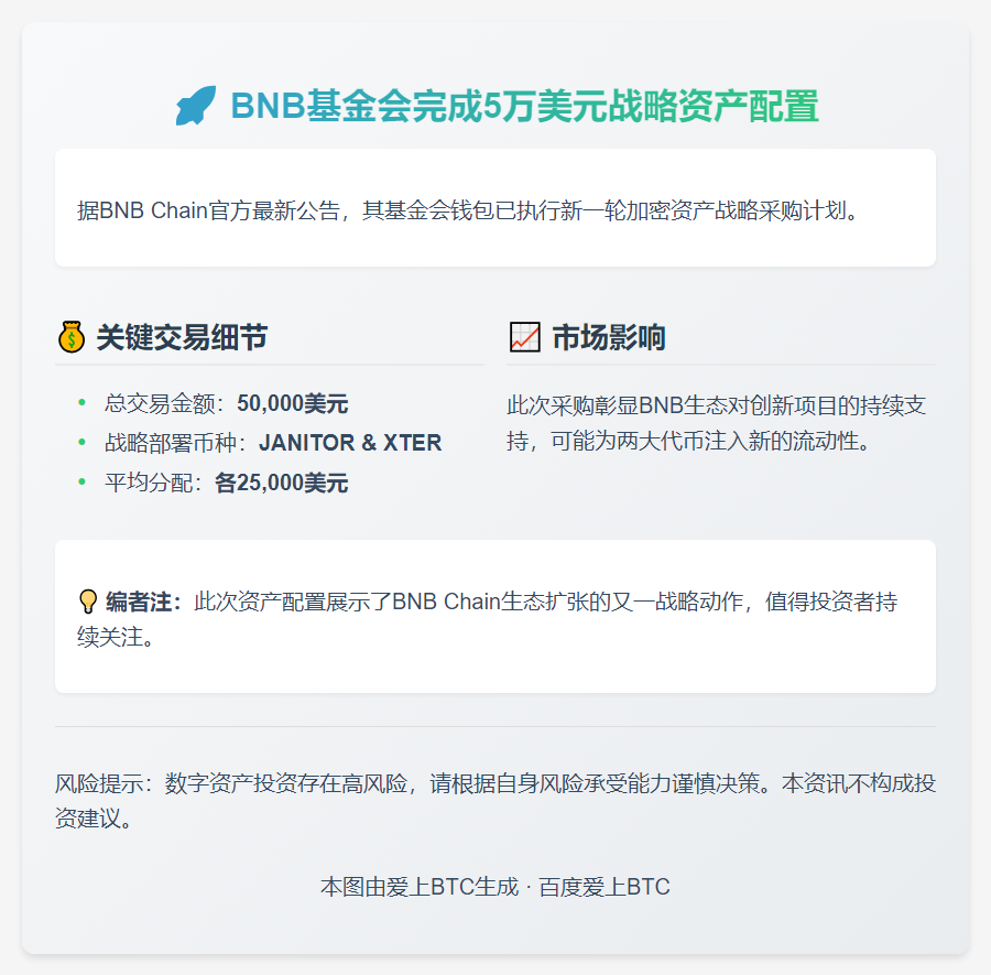 BNB基金会购买5万美元资产