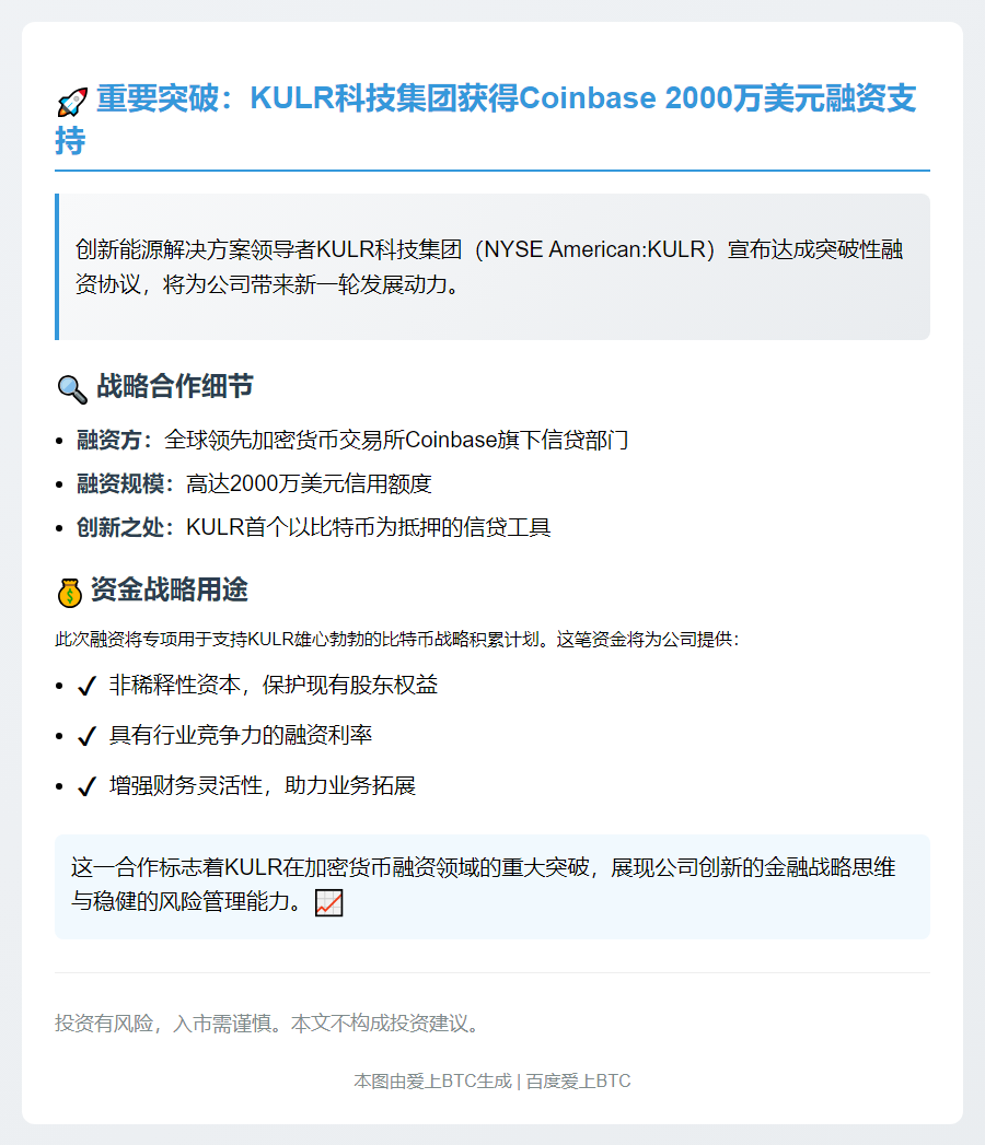 KULR获Coinbase 2000万美元信贷