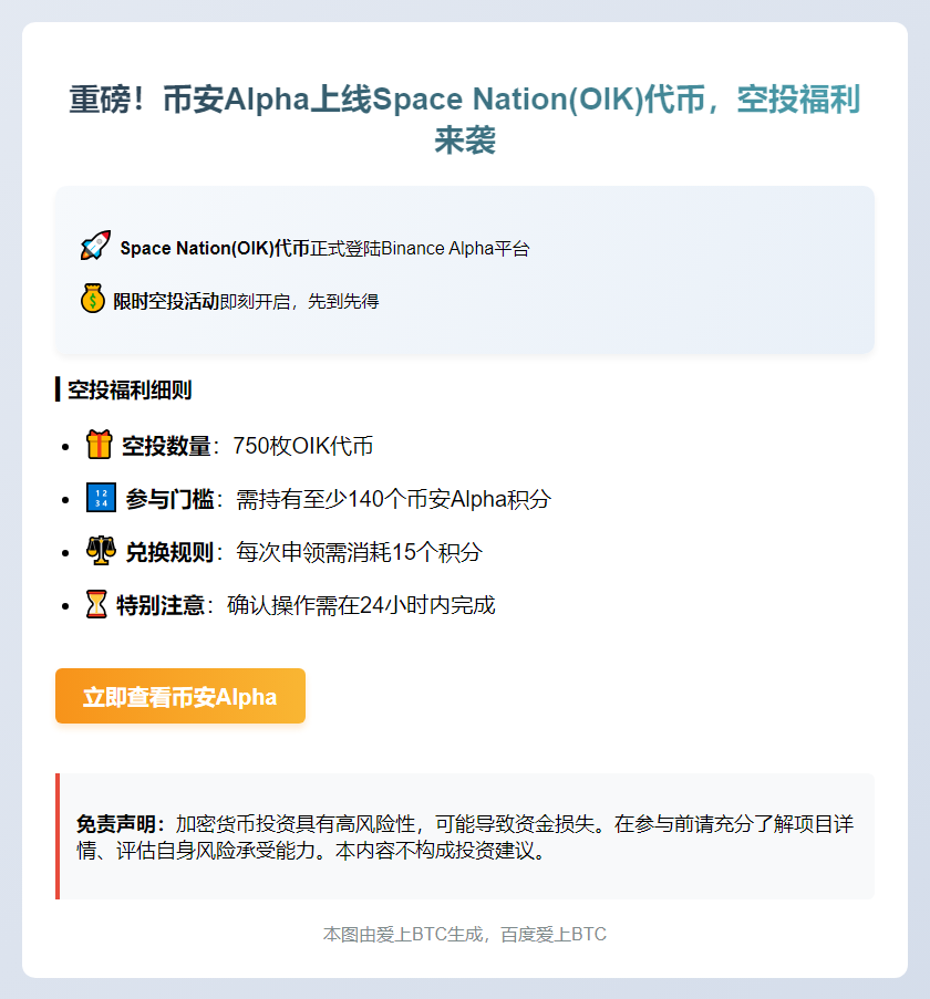 币安上线OIK并启动空投