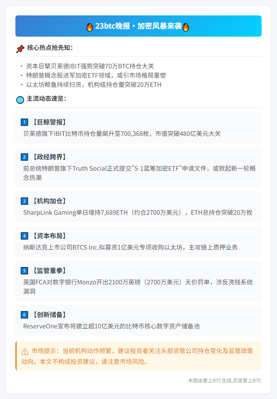 23btc晚报 | 7月8日重要动态一览
